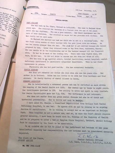 Medical Report on Helen Pretty